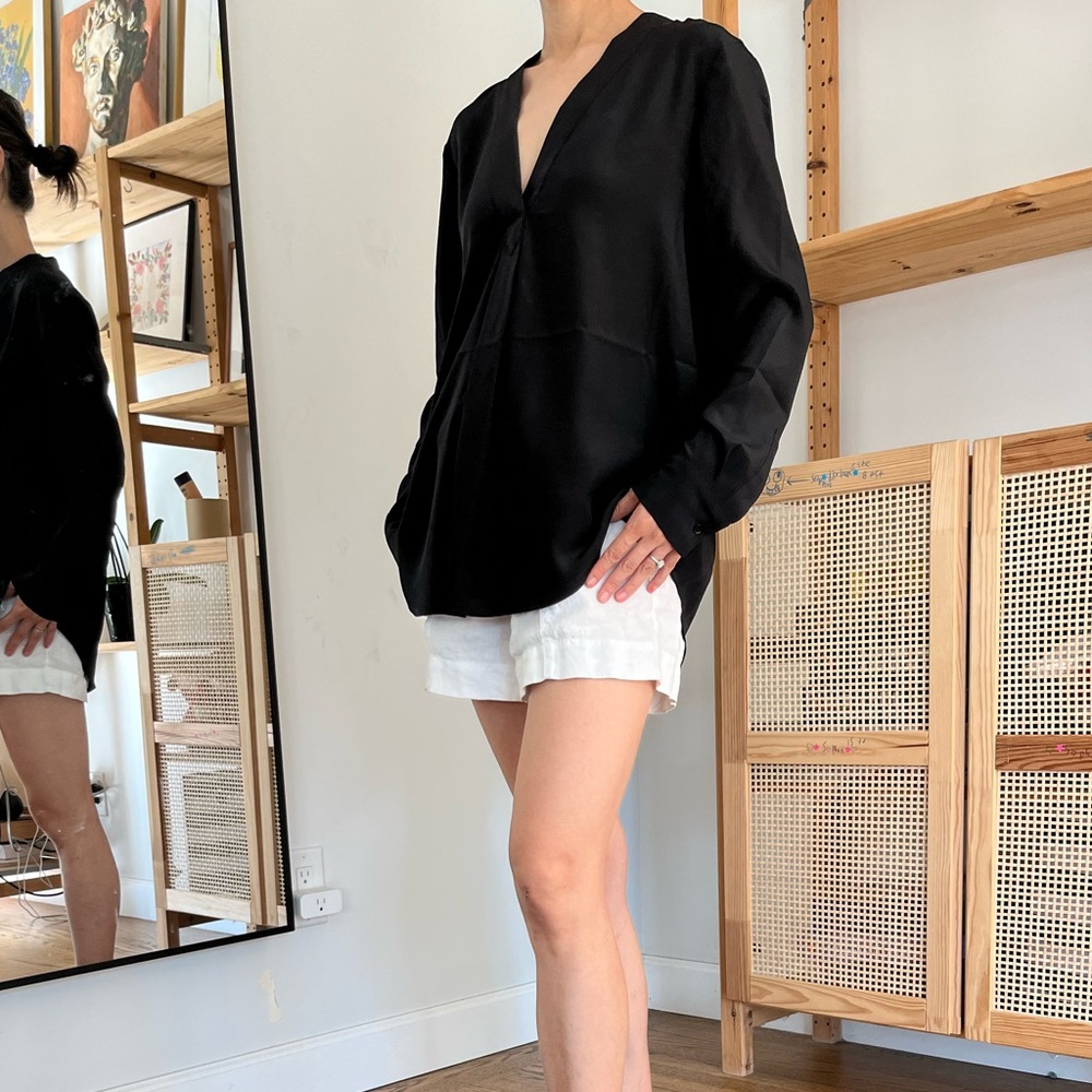 Black V-Neck Blouse Reset label